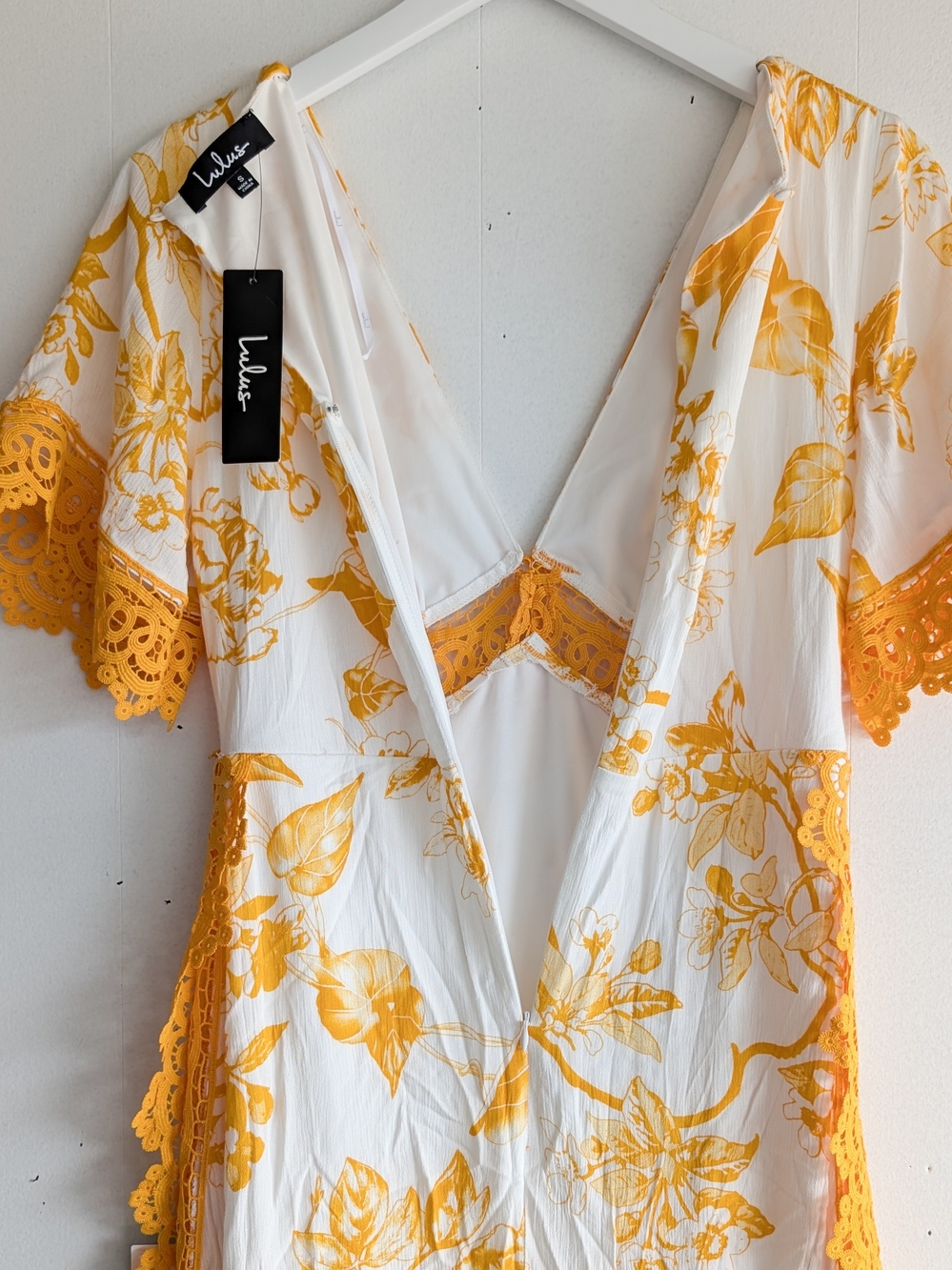 Lulu's White Maxi Dress with Yellow Floral Print - Picture 5 of 8